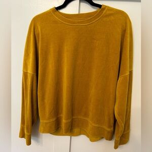 Aerie Top Burnt Yellow Velour Sweatshirt Soft Cozy Size M